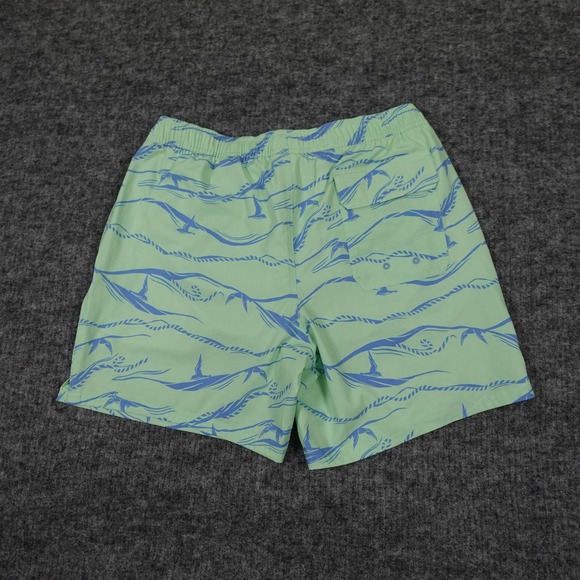 Vineyard Vines Chappy Swim Trunks Mens Medium Green Blue Print Mesh Lined - Picture 2 of 10